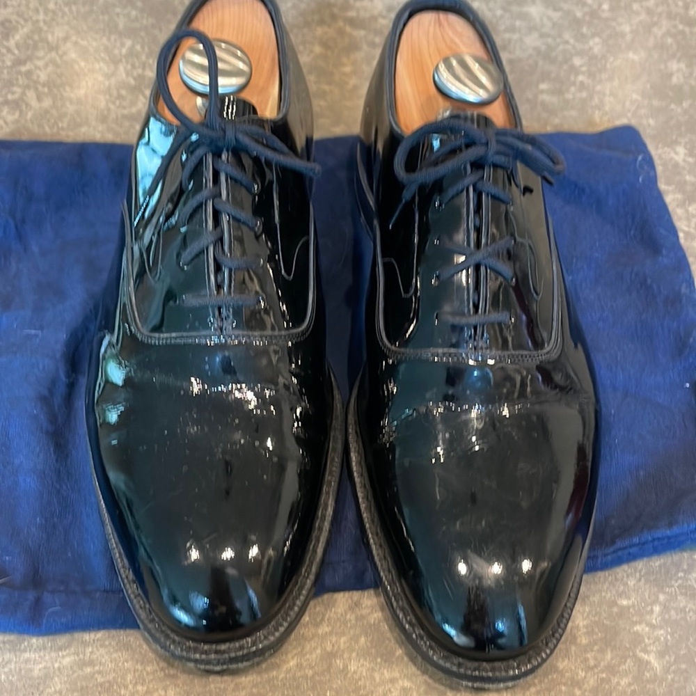 Mens Black Patent Leather tux shoes